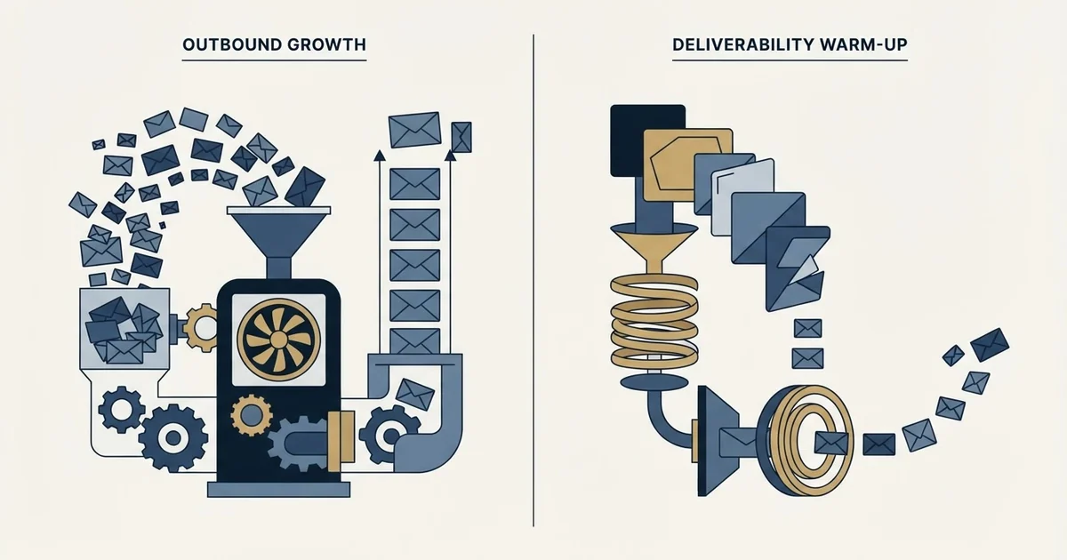 Editorial illustration for Growbots vs Mailwarm