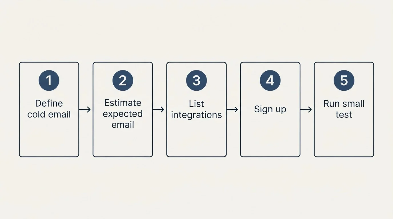 Step sequence: Getting Started Checklist (Define cold email, Estimate expected email, List integrations, Sign up)
