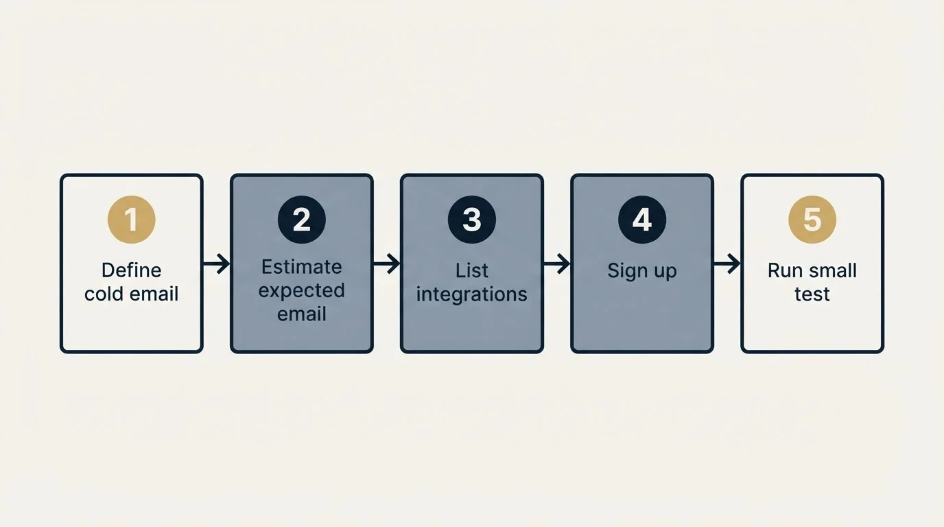 Step sequence: Getting Started Checklist (Define cold email, Estimate expected email, List integrations, Sign up)