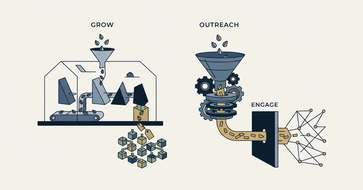 Editorial illustration for Growbots vs Outreach