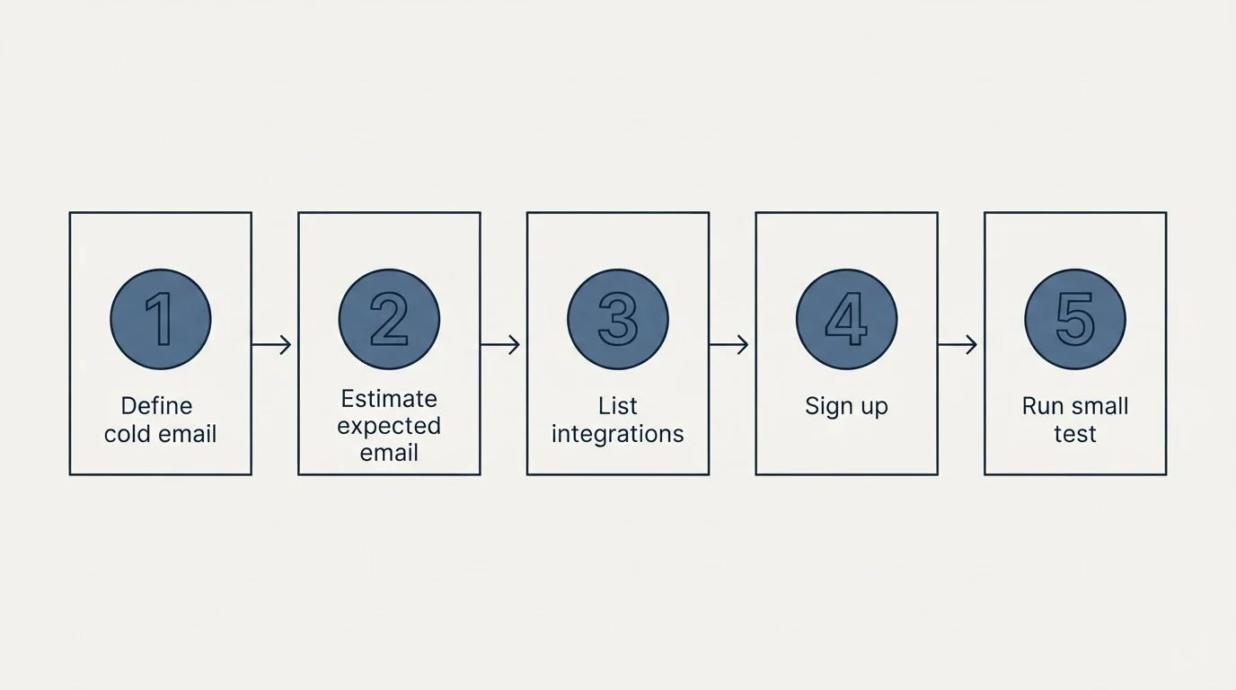 Step sequence: Getting Started Checklist (Define cold email, Estimate expected email, List integrations, Sign up)