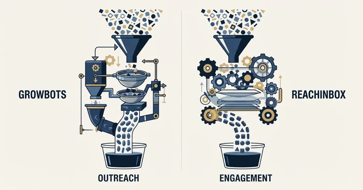 Editorial illustration for Growbots vs ReachInbox