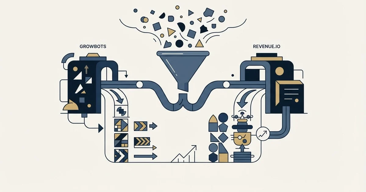 Editorial illustration for Growbots vs Revenue.io