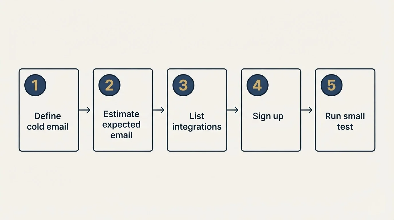 Step sequence: Getting Started Checklist (Define cold email, Estimate expected email, List integrations, Sign up)