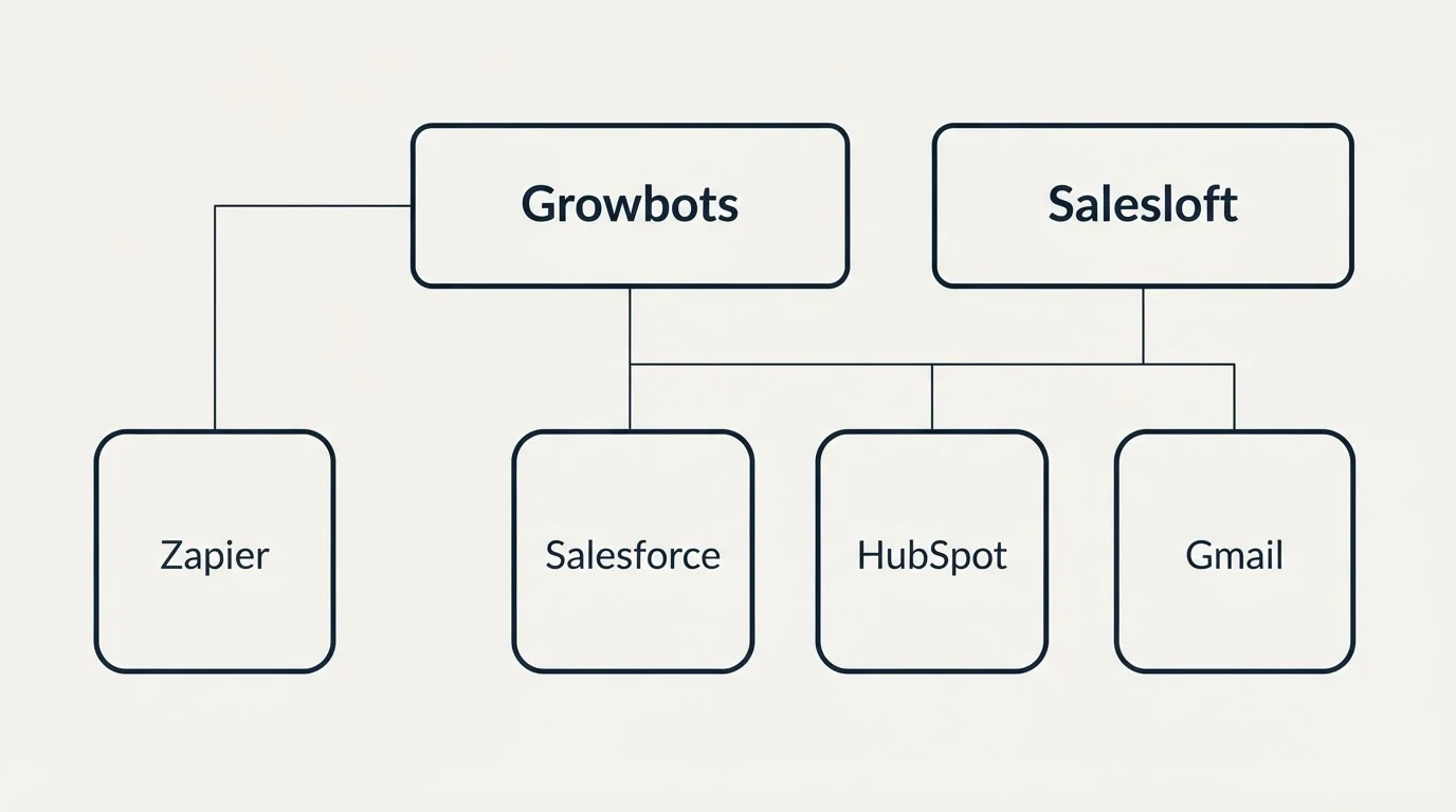 Integration grid: Integration Ecosystem (Growbots, Salesloft, Salesforce, HubSpot)