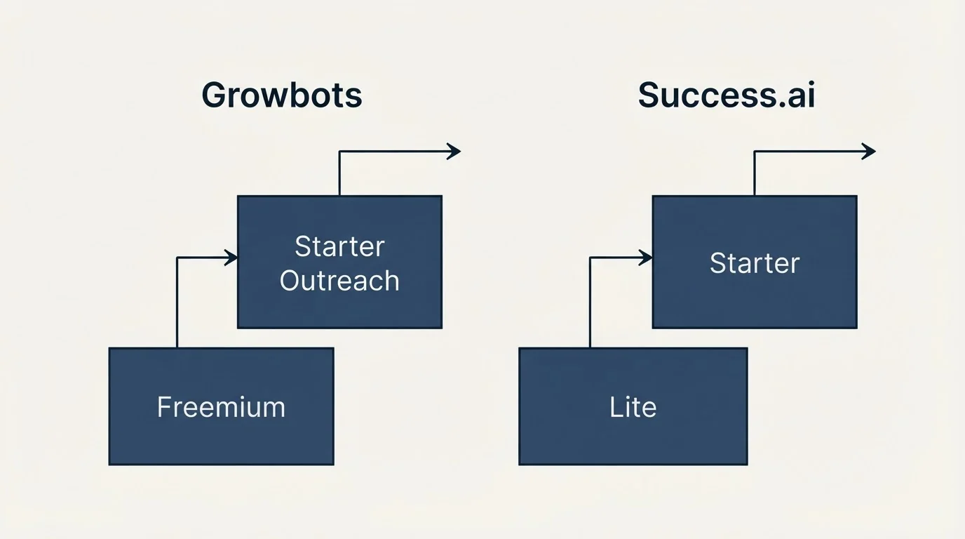 Pricing ladder: Pricing Comparison (Growbots, Success.ai, Freemium, Lite)