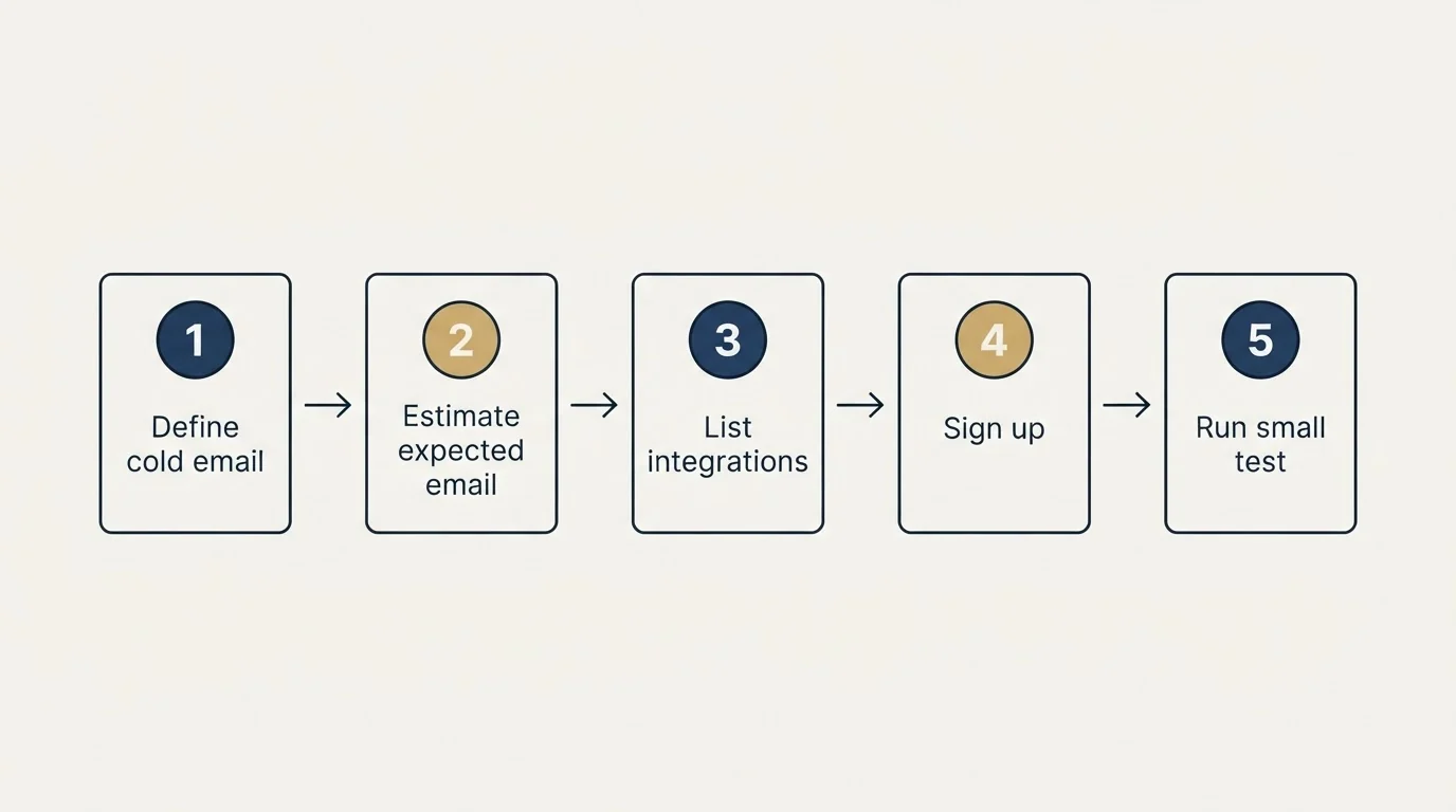 Step sequence: Getting Started Checklist (Define cold email, Estimate expected email, List integrations, Sign up)
