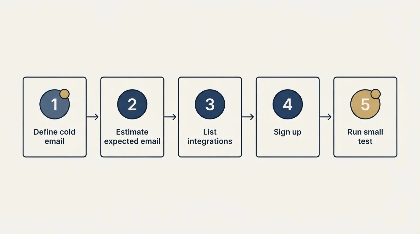 Step sequence: Getting Started Checklist (Define cold email, Estimate expected email, List integrations, Sign up)
