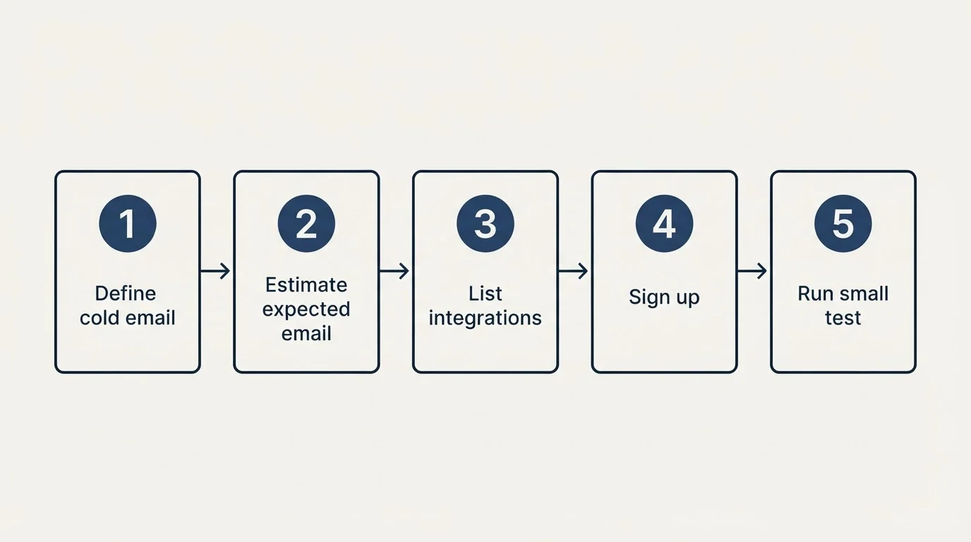 Step sequence: Getting Started Checklist (Define cold email, Estimate expected email, List integrations, Sign up)
