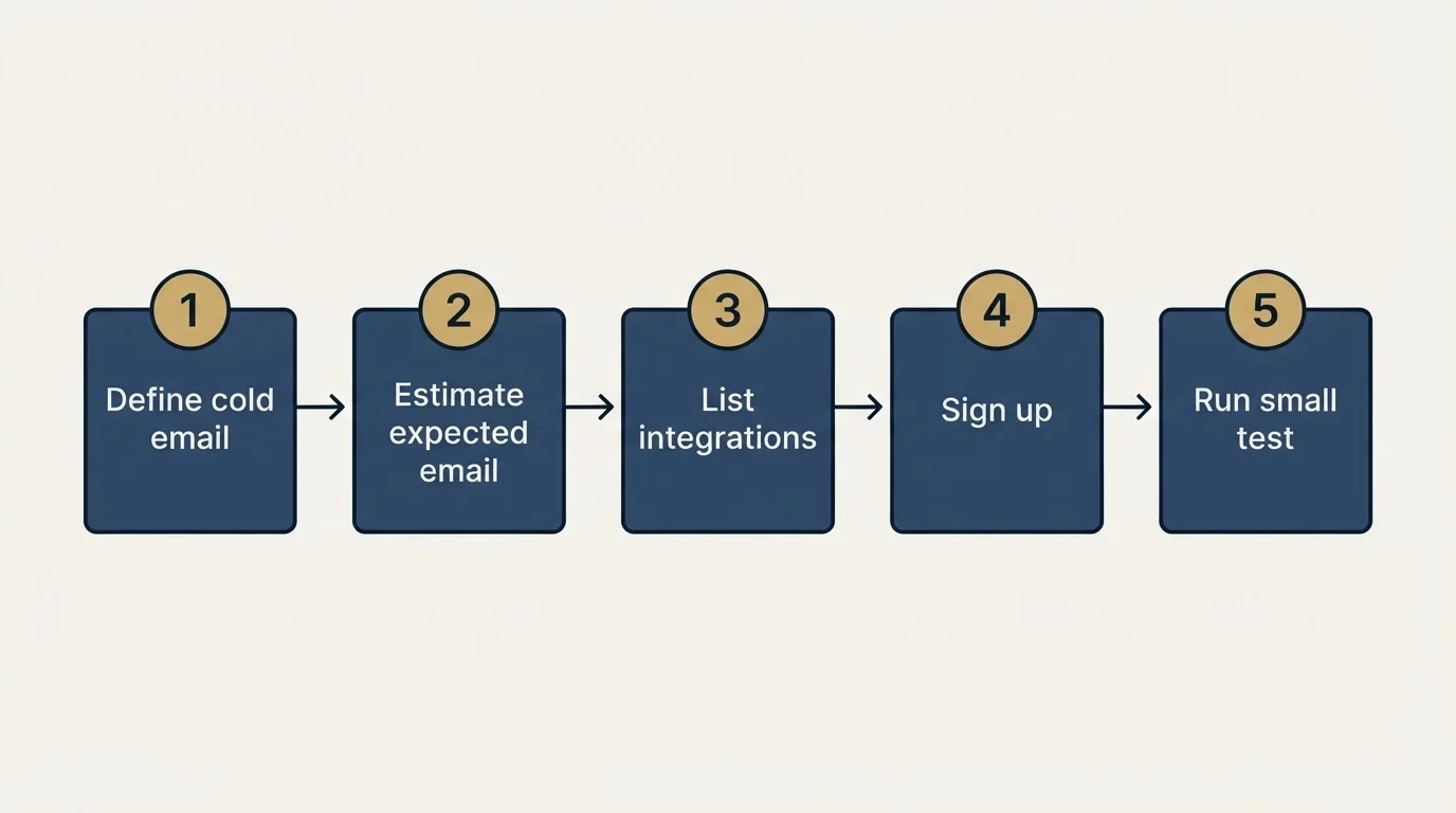 Step sequence: Getting Started Checklist (Define cold email, Estimate expected email, List integrations, Sign up)