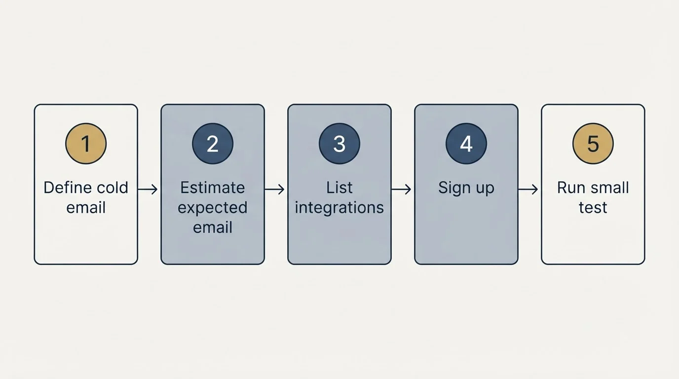Step sequence: Getting Started Checklist (Define cold email, Estimate expected email, List integrations, Sign up)