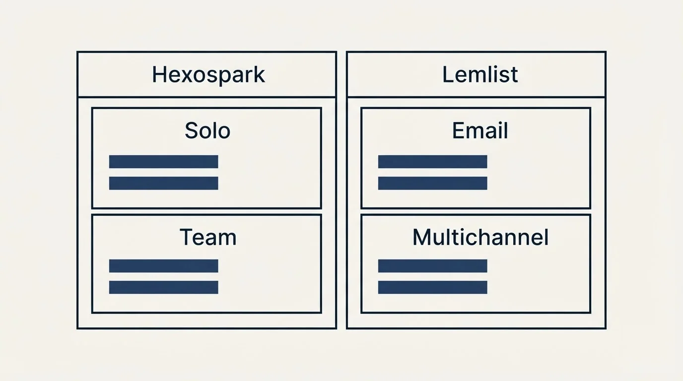 Pricing table: Pricing Comparison (Hexospark, Lemlist, Solo, Email)