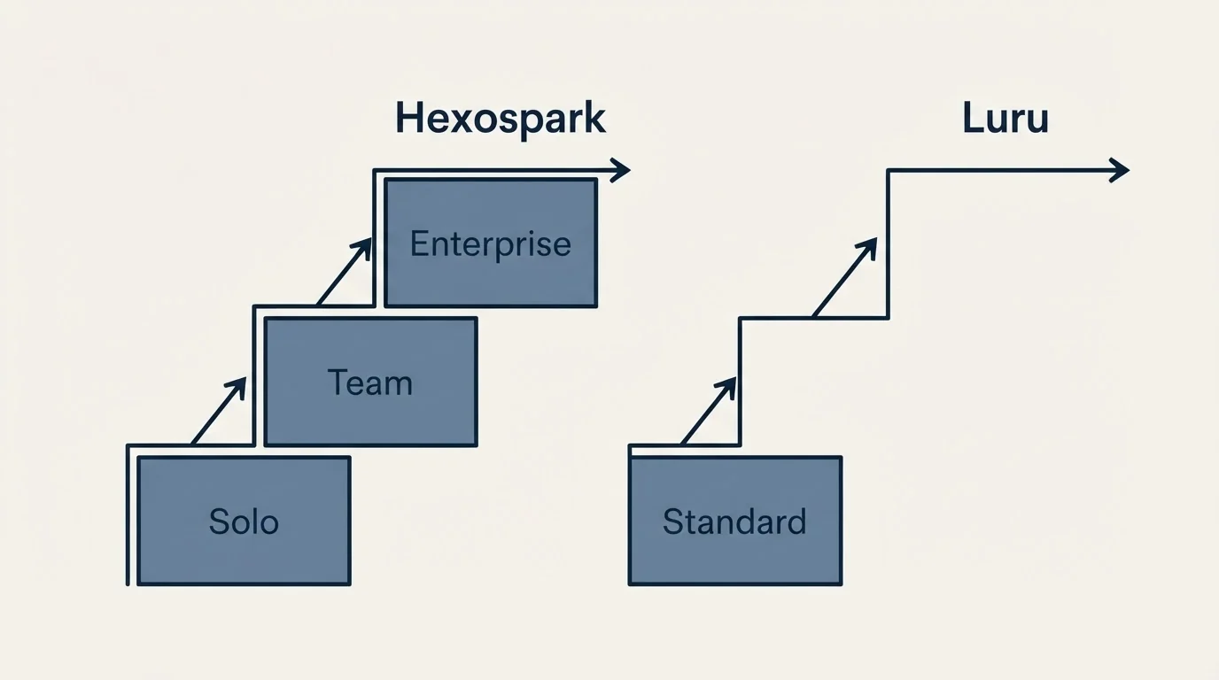 Pricing ladder: Pricing Comparison (Hexospark, Luru, Solo, Standard)