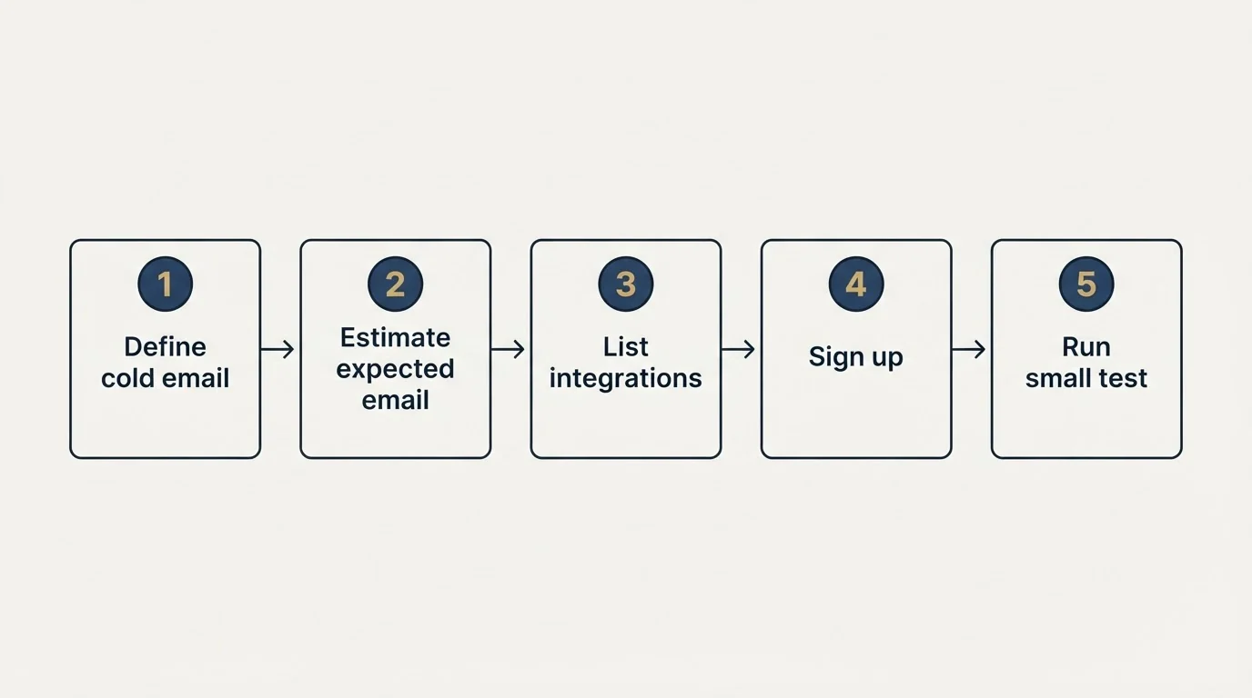 Step sequence: Getting Started Checklist (Define cold email, Estimate expected email, List integrations, Sign up)