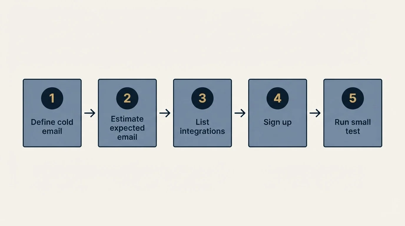Step sequence: Getting Started Checklist (Define cold email, Estimate expected email, List integrations, Sign up)