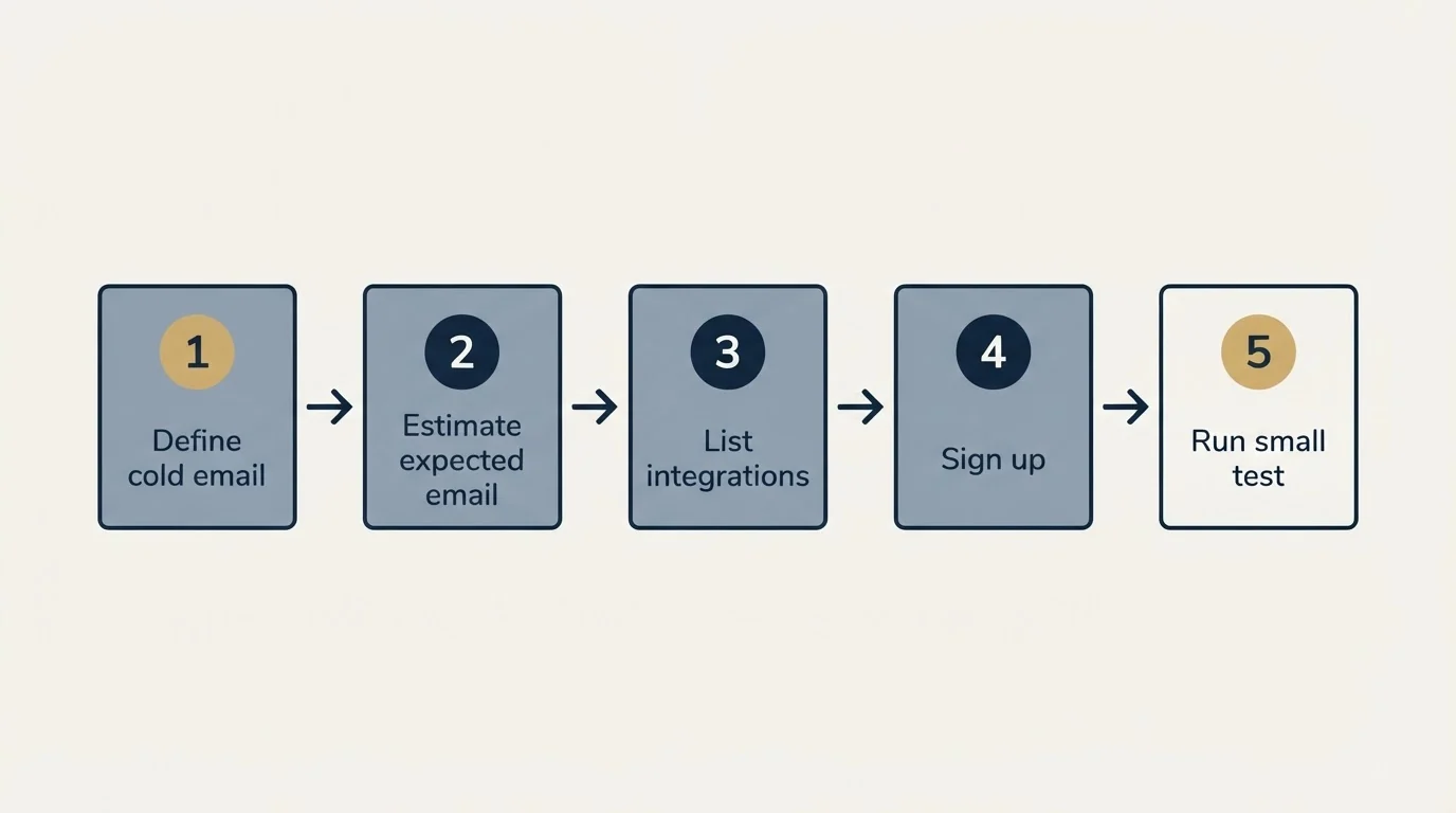 Step sequence: Getting Started Checklist (Define cold email, Estimate expected email, List integrations, Sign up)