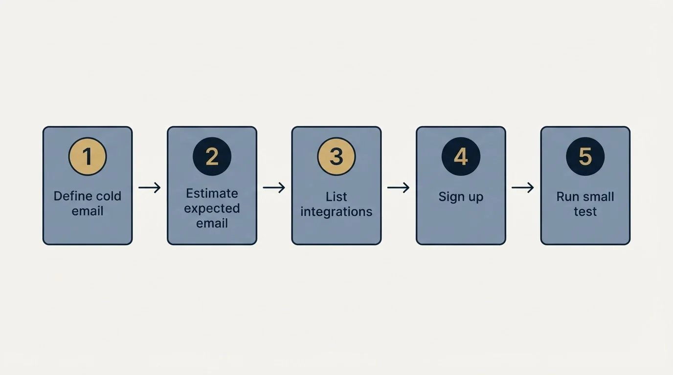 Step sequence: Getting Started Checklist (Define cold email, Estimate expected email, List integrations, Sign up)