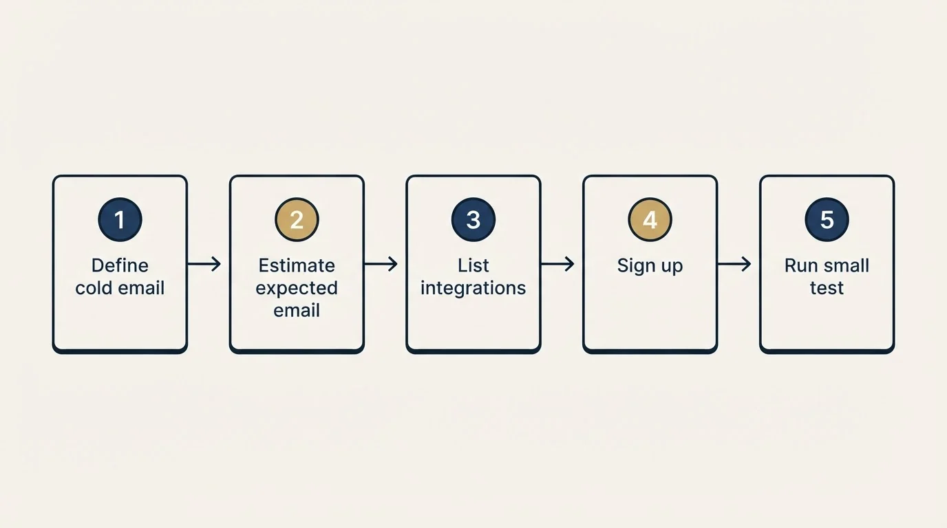 Step sequence: Getting Started Checklist (Define cold email, Estimate expected email, List integrations, Sign up)