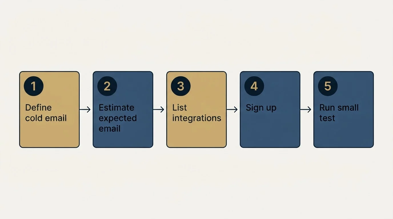 Step sequence: Getting Started Checklist (Define cold email, Estimate expected email, List integrations, Sign up)
