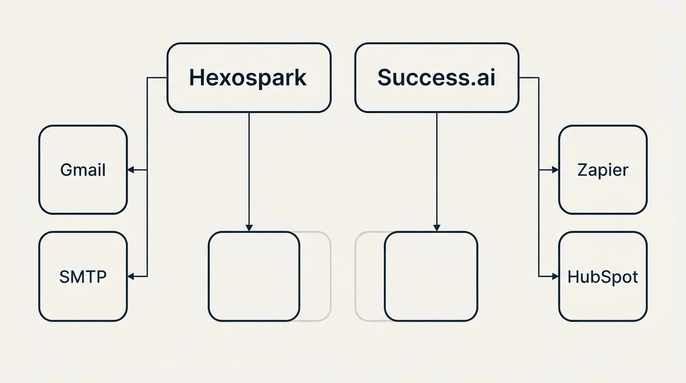 Integration grid: Integration Ecosystem (Hexospark, Success.ai, Gmail, Zapier)
