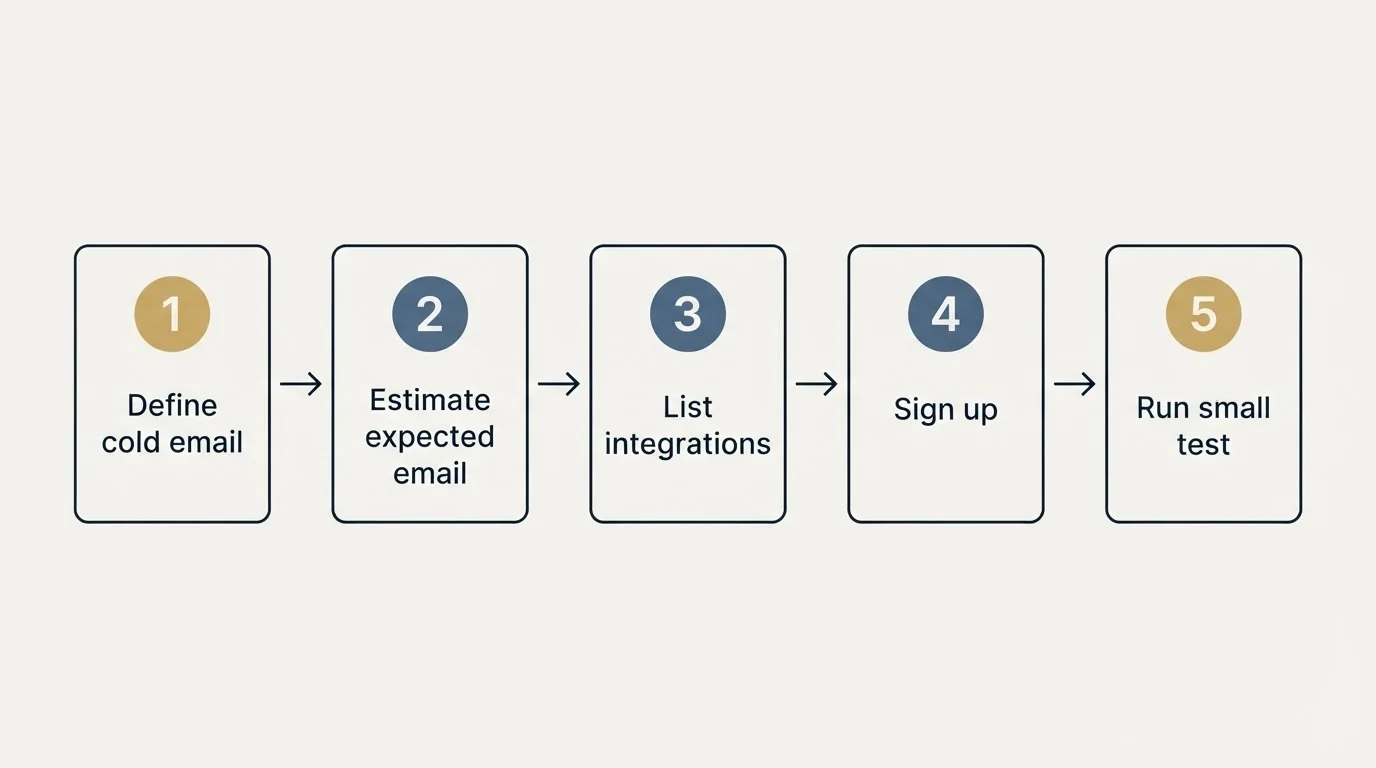 Step sequence: Getting Started Checklist (Define cold email, Estimate expected email, List integrations, Sign up)