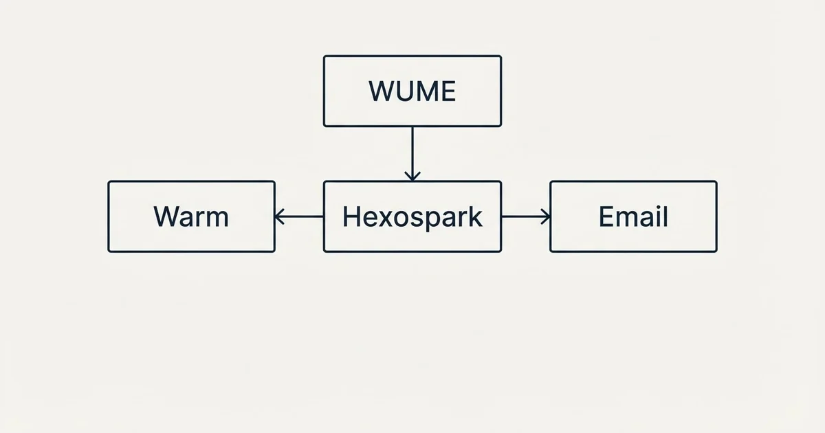 Schematic: Hexospark vs WUME (Warm Up My Email) (Hexospark, WUME, Warm, Email)