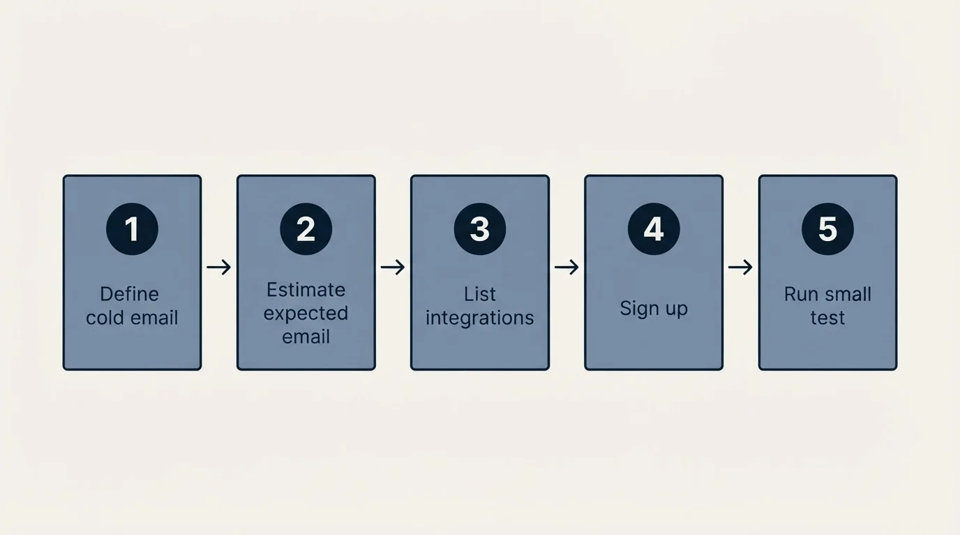 Step sequence: Getting Started Checklist (Define cold email, Estimate expected email, List integrations, Sign up)