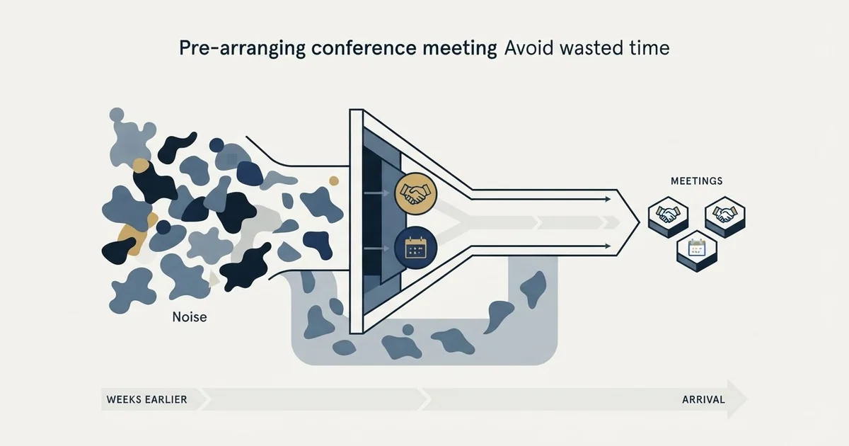 Editorial illustration for Booking Conference Meetings Before You Arrive