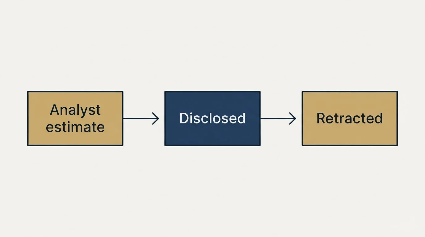 Schematic: The three grades, and how to tell them apart (Disclosed, Analyst estimate, Retracted)