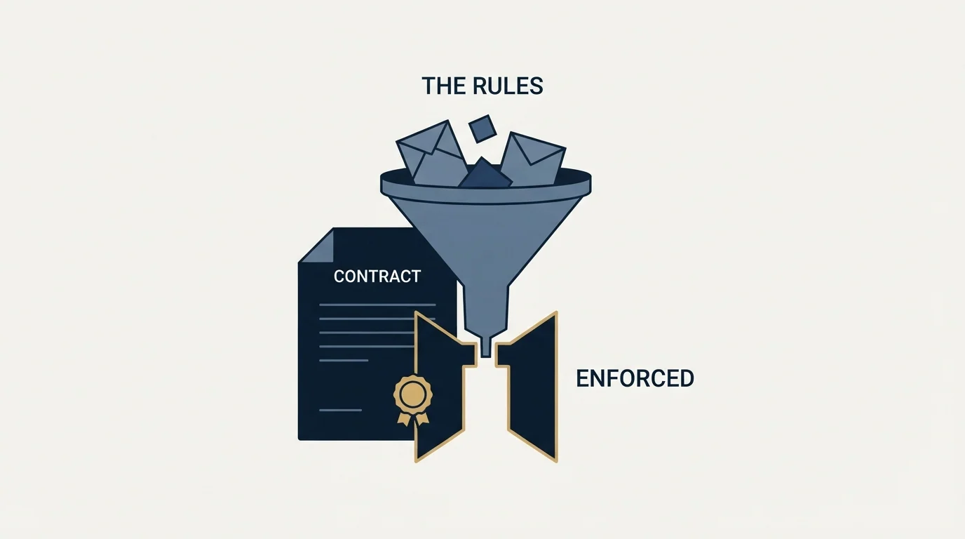 Section illustration: The enforcement half, which is not theoretical