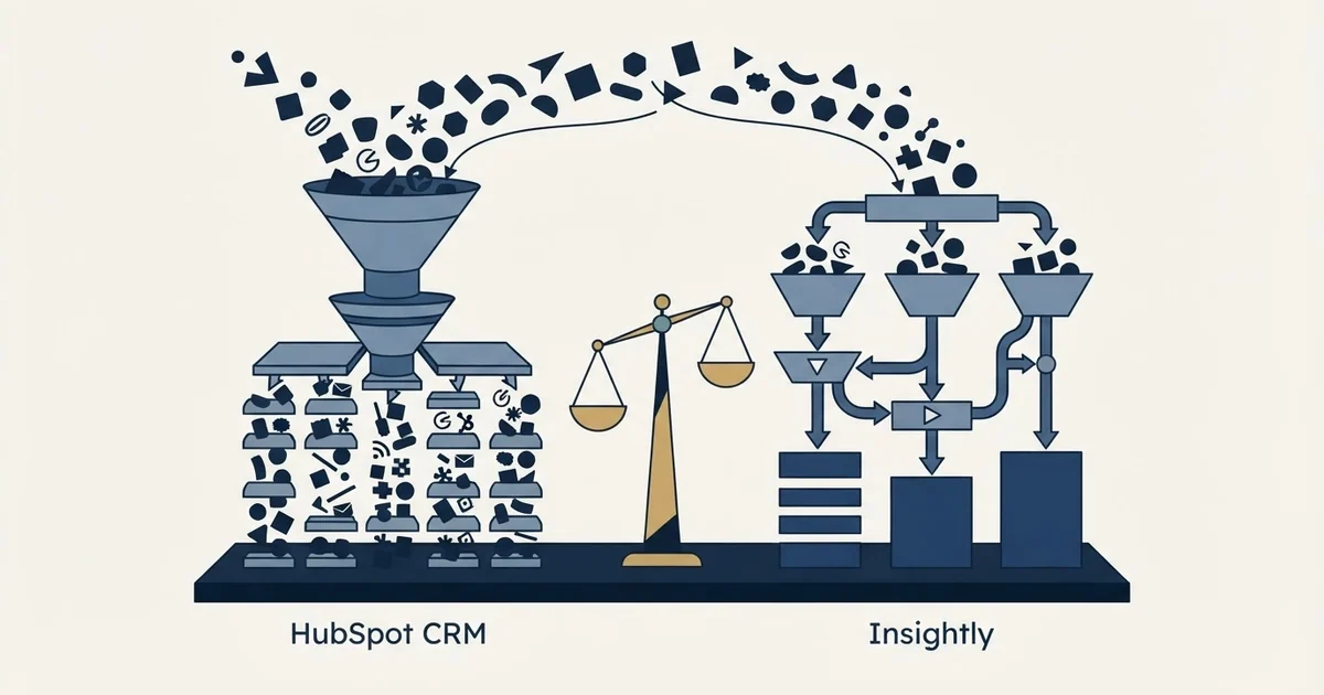 Editorial illustration for HubSpot CRM vs Insightly