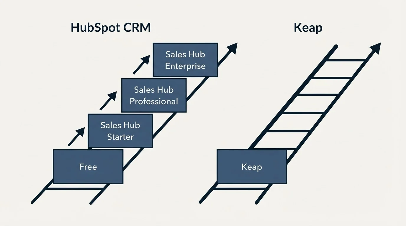 Pricing ladder: Pricing Comparison (HubSpot CRM, Keap, Free, Sales Hub Starter)