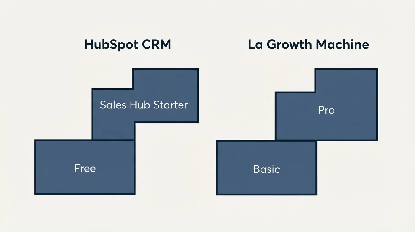 Pricing ladder: Pricing Comparison (HubSpot CRM, La Growth Machine, Free, Basic)