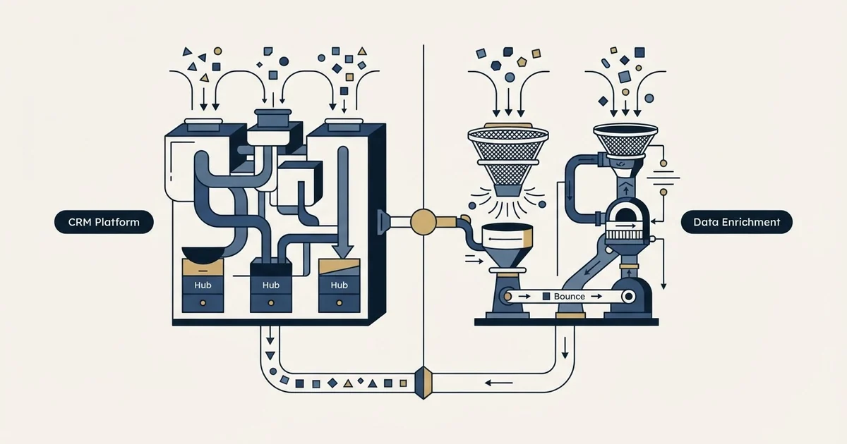 Editorial illustration for HubSpot CRM vs NeverBounce