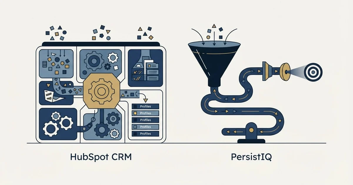 Editorial illustration for HubSpot CRM vs PersistIQ