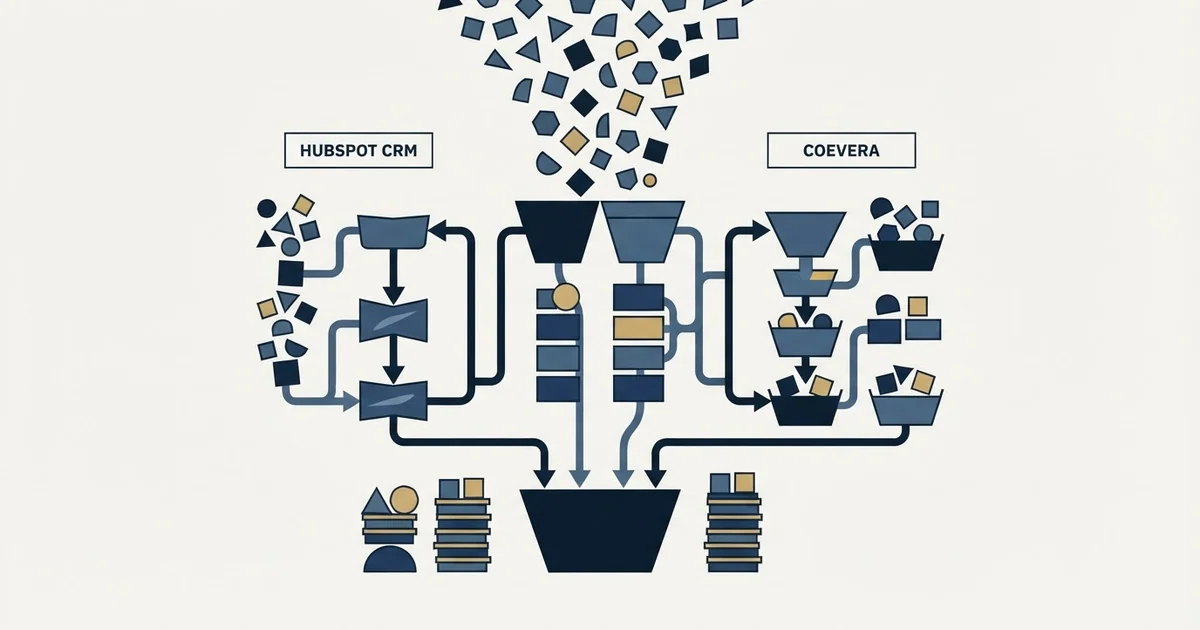 Editorial illustration for HubSpot CRM vs Coevera