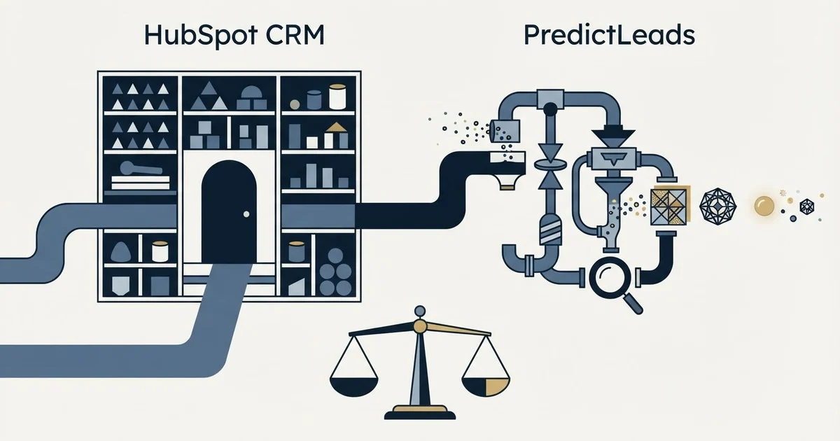 Editorial illustration for HubSpot CRM vs PredictLeads