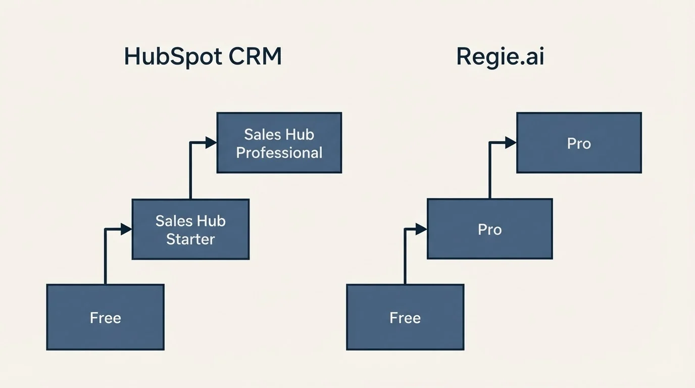 Pricing ladder: Pricing Comparison (HubSpot CRM, Regie.ai, Free, Sales Hub Starter)