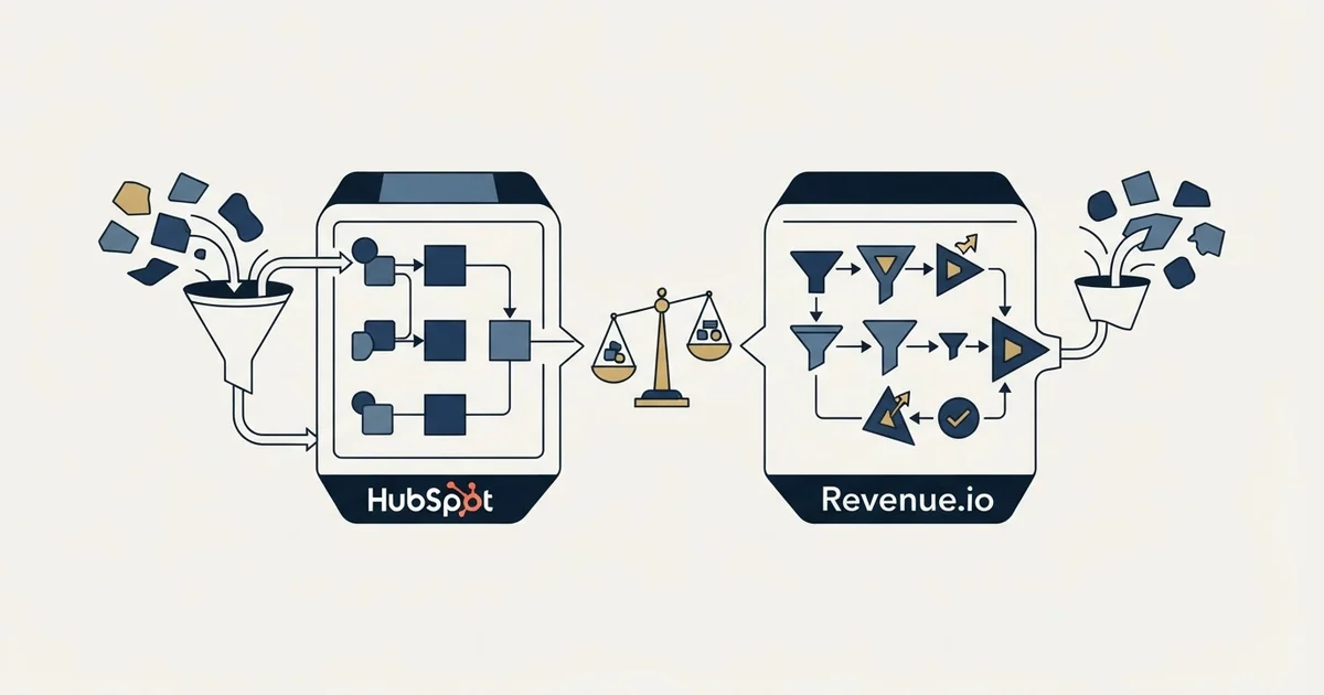 Editorial illustration for HubSpot CRM vs Revenue.io