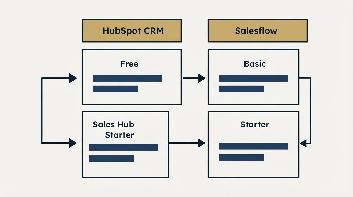Pricing table: Pricing Comparison (HubSpot CRM, Salesflow, Free, Basic)