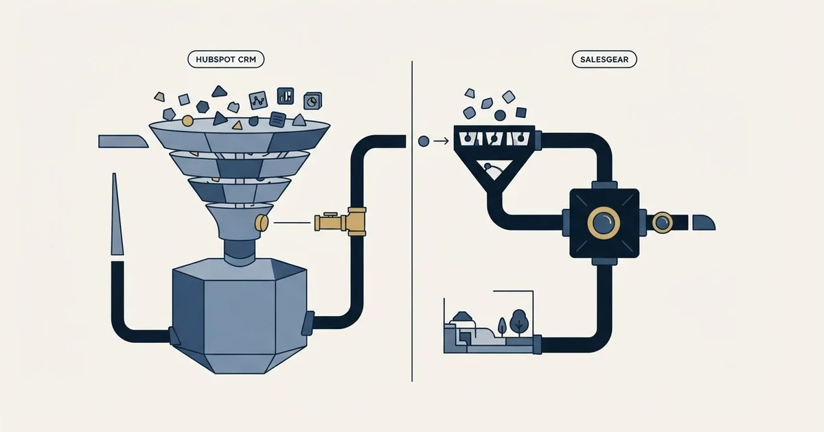 Editorial illustration for HubSpot CRM vs Salesgear