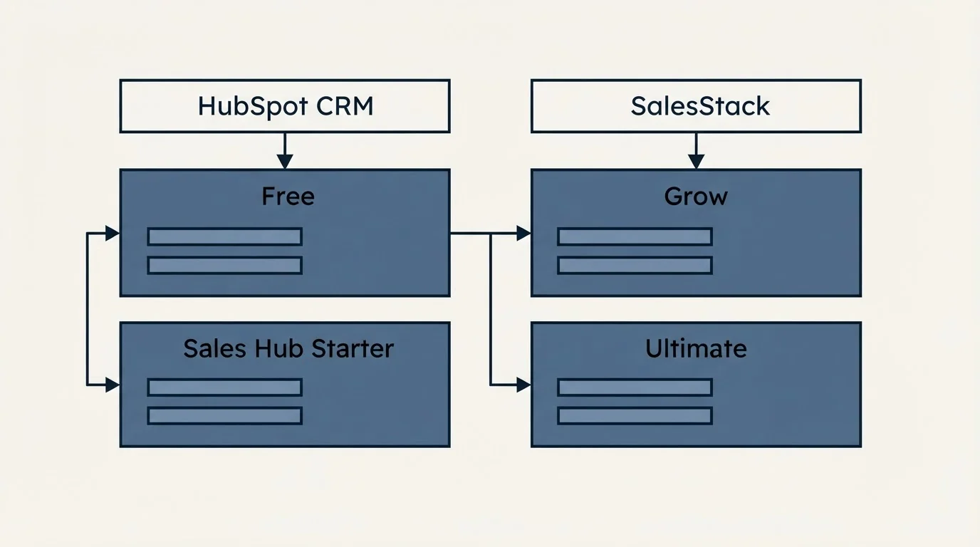 Pricing table: Pricing Comparison (HubSpot CRM, SalesStack, Free, Grow)