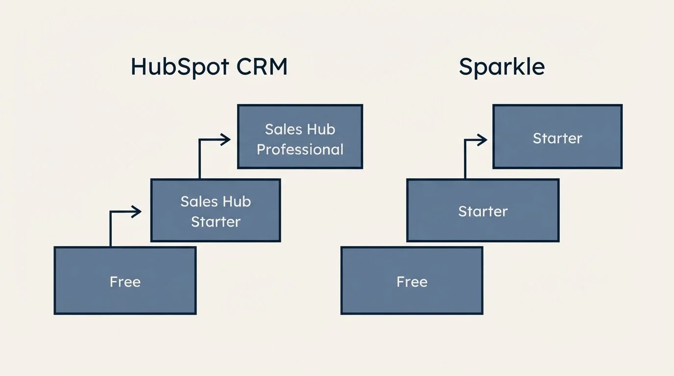 Pricing ladder: Pricing Comparison (HubSpot CRM, Sparkle, Free, Sales Hub Starter)