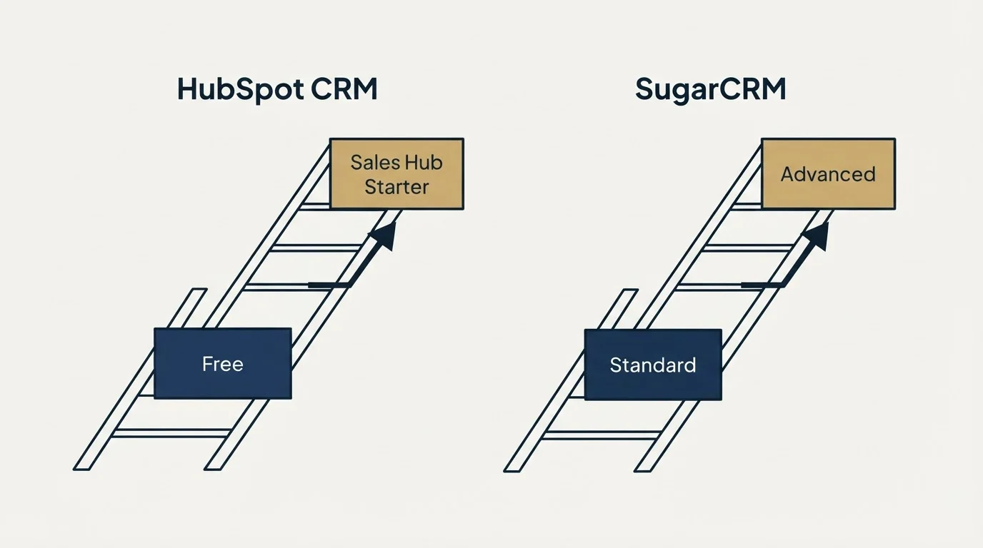 Pricing ladder: Pricing Comparison (HubSpot CRM, SugarCRM, Free, Standard)