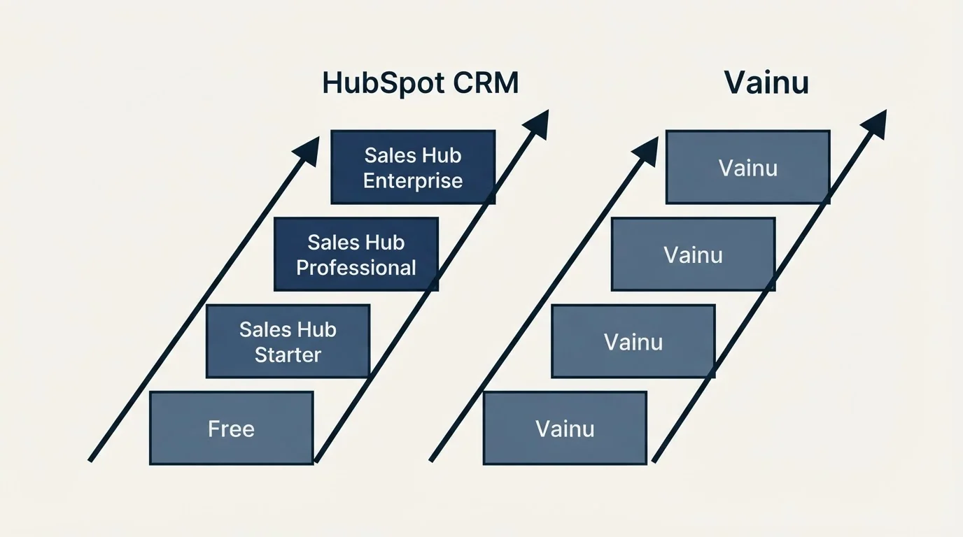 Pricing ladder: Pricing Comparison (HubSpot CRM, Vainu, Free, Sales Hub Starter)