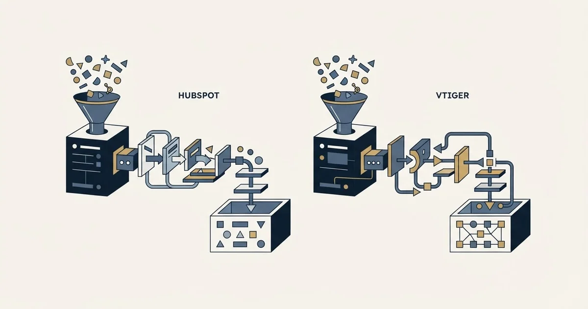 Editorial illustration for HubSpot CRM vs Vtiger
