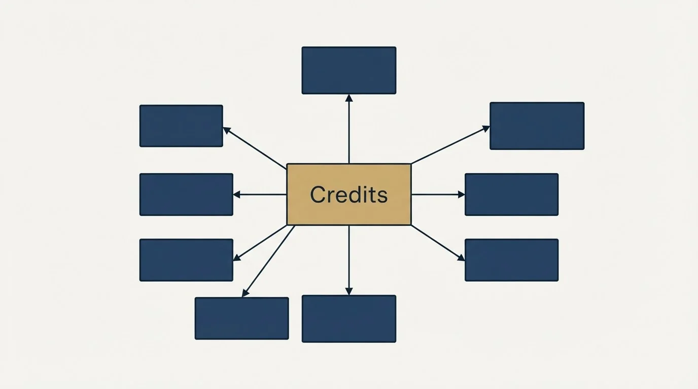 Schematic: Credits and packs (Credits)