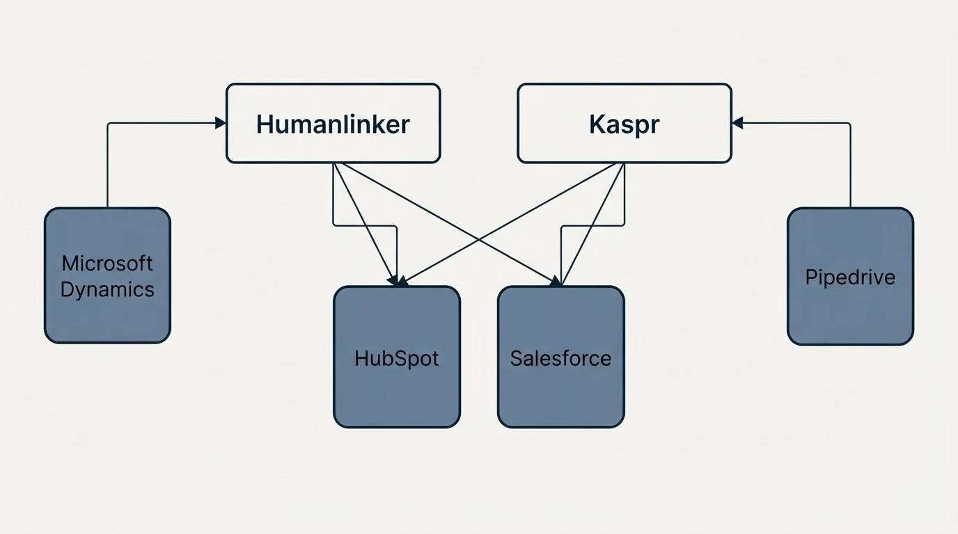 Integration grid: Integration Ecosystem (Humanlinker, Kaspr, HubSpot, Salesforce)