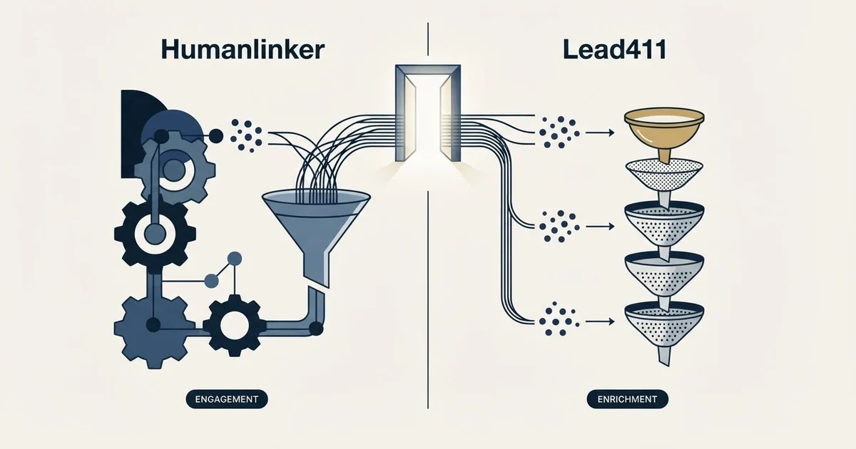 Editorial illustration for Humanlinker vs Lead411