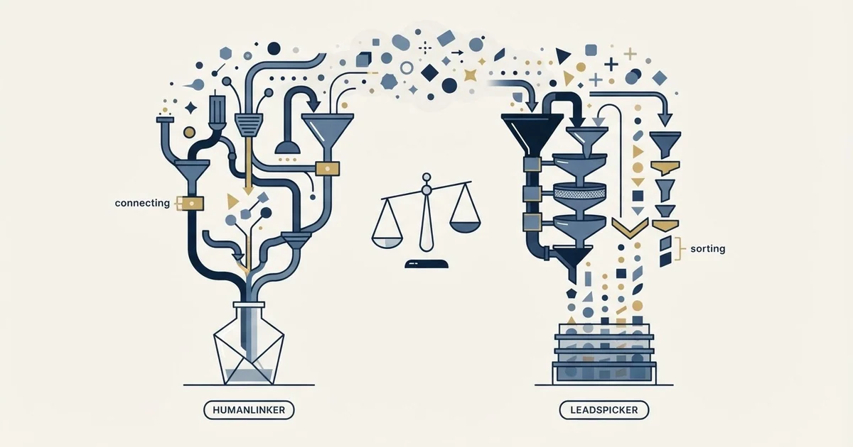 Editorial illustration for Humanlinker vs Leadspicker